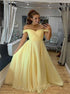 A Line Off the Shoulder Chiffon Prom Dress with Beadings LBQ1557